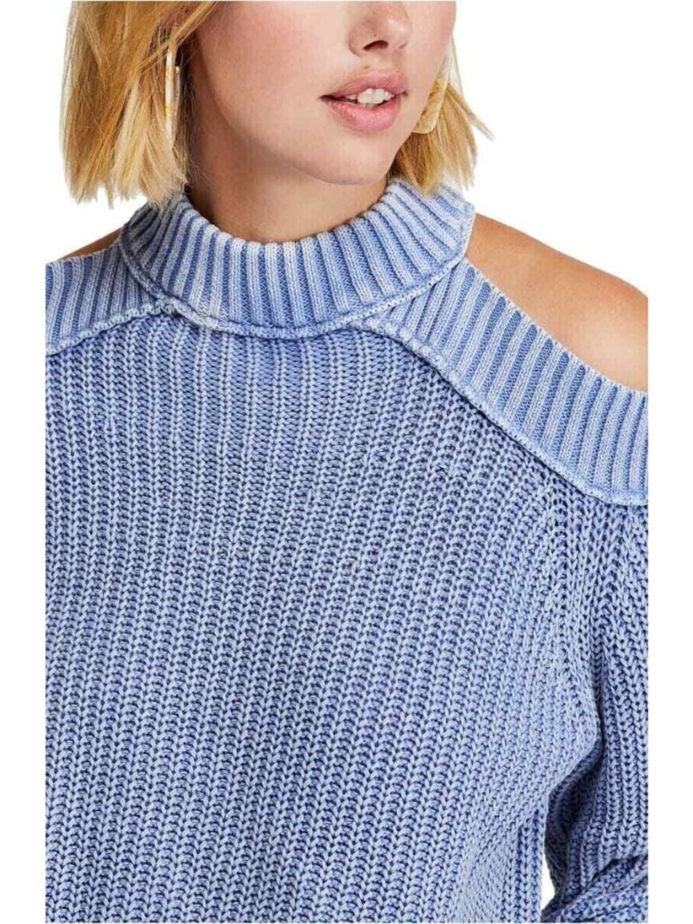 Free People Half Moon Bay Crew Neck Knit Sweater - Blue, Small, New With tag - Picture 3 of 5